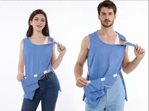 Adaptive post-surgery recovery shirt with side openings for medical access