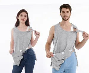 Unisex adaptive post-surgery recovery tank top with side hook and loop closures