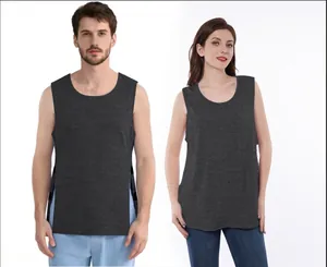 Unisex adaptive surgery recovery tank top with side snap buttons for medical access
