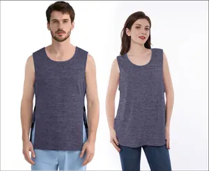 Unisex adaptive medical recovery vest with side snap buttons for surgery patients