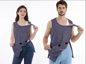Adaptive unisex post-surgery recovery top with functional shoulder and side closures