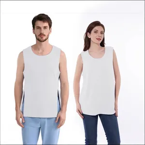 Unisex Adaptive Post-Surgery Recovery Shirt Side Snap Button Chemo Nursing Clothing Sleeveless Patient Vest Top Polyester