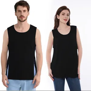 Unisex black adaptive post-surgery recovery tank top with side buttons for easy wear