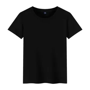 Classic black short-sleeved t-shirt for youth, plain minimalist cotton crew neck design