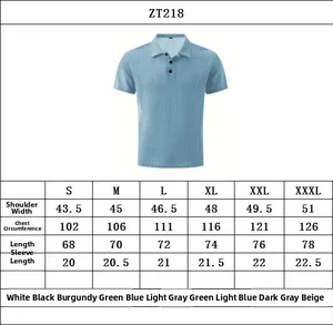 Detailed size chart and color options for men's mesh ice silk polo shirt, style ZT218