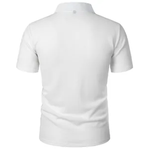 Back view of premium white mesh ice silk polo shirt showing fine waffle texture