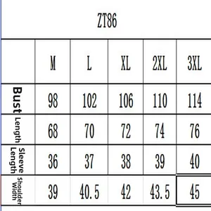 Tableau des tailles détaillé pour t-shirt de sport décontracté ajusté pour hommes