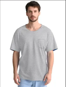 T-shirt adaptatif de récupération post-chirurgicale pour hommes en gris chiné