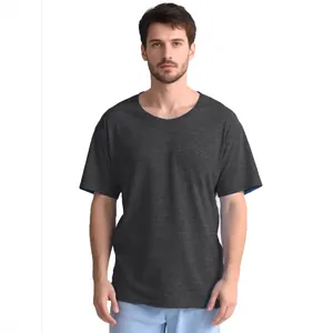 T-shirt de récupération post-opératoire gris foncé pour hommes avec boutons pressions