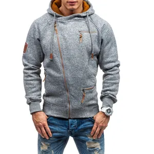 Stylish men's cationic fleece hoodie featuring a unique side zipper and adjustable hood