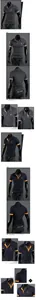 Détail rapproché de la texture et de la broderie girafe du polo homme coupe ajustée bleu