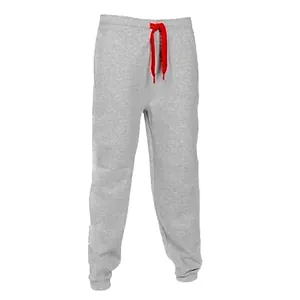 Pantalon de jogging gris coupe ajustée pour hommes avec cordon de serrage rouge