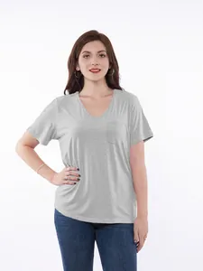 Comfortable grey V-neck post-surgery recovery shirt for medical and dialysis care