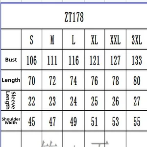 Detailed size chart for men's casual polo shirt with dimensions for sizes S up to 3XL