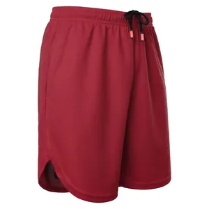 Men's quick-dry red mesh running shorts with a black breathable inner lining layer