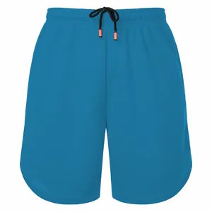 Professional men's blue quick-dry marathon running shorts with elastic drawstring waist