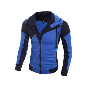 Sweat à capuche ajusté pour homme avec design color-block moderne et double zip