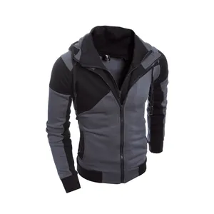 Sweat à capuche ajusté pour homme avec design color-block et double fermeture à glissière