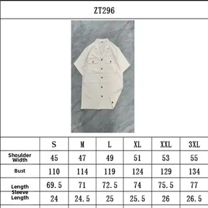 Tableau des tailles détaillé pour chemise homme décontractée en lin à manches courtes