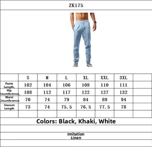 Guide des tailles détaillé pour pantalons décontractés en imitation lin pour homme