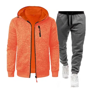 Detailed view of the men's sports set featuring a textured jacquard hooded jacket