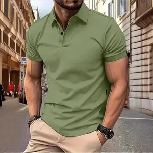 Men's Casual Pique Cotton Polo Shirt Slim Fit Short Sleeve Mesh Breathable Solid Color Business Casual Fashion Tops