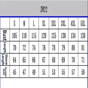 Size chart for men's camouflage zip-up hoodie showing measurements from S to 5XL.