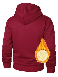 Vue arrière détaillée d'un sweat à capuche bordeaux doublé polaire, aspect thermique