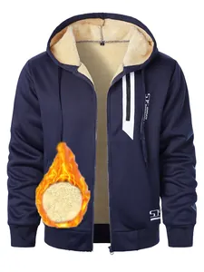 Détail du sweat à capuche bleu marine pour homme avec doublure polaire chaude