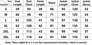 Comprehensive size chart for women's 3-piece cotton linen set: cardigan, vest, and shorts.