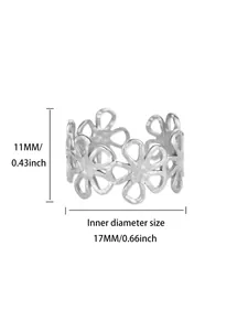 Detailed view of hollow daisy flower ring with 11mm height and 17mm inner diameter