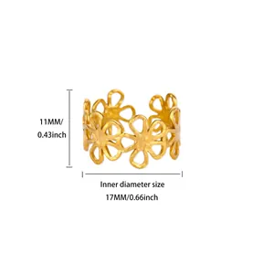 Measurement detail showing the 11mm width and 17mm inner diameter of the daisy ring