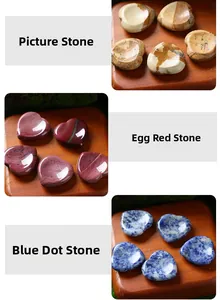 Detailed variety of 30mm heart-shaped natural crystal worry stones in diverse colors