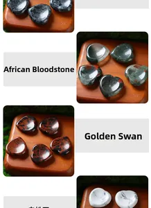 Collection of 30mm heart-shaped massage stones in natural mineral varieties