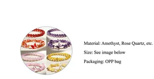 Detailed view of 8mm natural crystal beaded bracelets with butterfly charms in OPP packaging