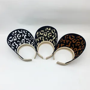Three leopard print open top sun visors for women, casual summer beach sun hats