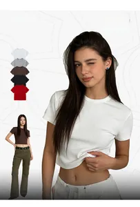 Close-up of white slim fit crop T-shirt showing heavyweight cotton texture