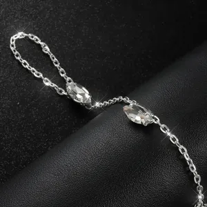 Vintage silver chain bracelet with marquise crystals for women, elegant ring bracelet style