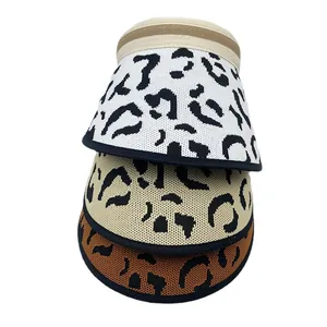 Leopard print sun visor hats with stylish empty top design for women's sun protection.