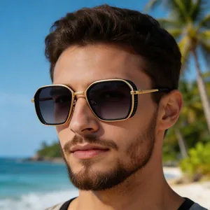 Vintage Steampunk Rectangle Sunglasses Men Metal PC Frame UV400 Outdoor Fashion Eyewear