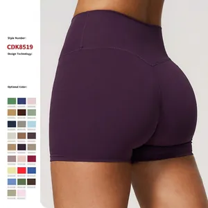 Pantaloncini Yoga a Vita Alta da Donna Controllo Pancia Push-up Glutei Tessuto Spazzolato Pantaloncini Fitness per Palestra Corsa Yoga