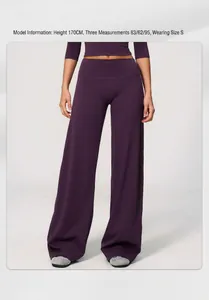 High-waist purple wide-leg yoga pants for women shown in full length for sports