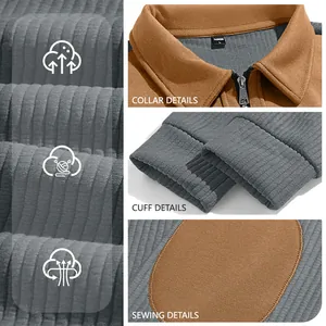Men's half-zip fleece sweatshirt featuring color-block panels and detailed ribbed cuffs