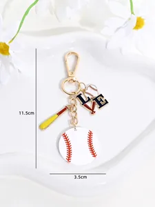 Baseball themed keychain charm set with 11.5cm height and 3.5cm width detail