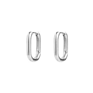 Boucles d'oreilles créoles ovales en argent S925 poli pour femmes