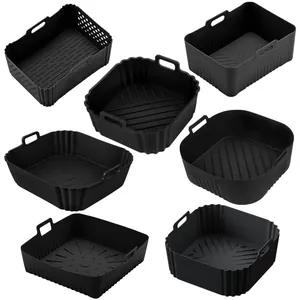 Air Fryer Silicone Liner Reusable Food Grade Pot Heat Resistant Non-Stick Oven Baking Tray Easy Clean With Handles