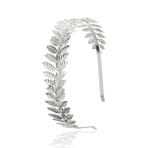 Elegant silver laurel leaf bridal headband with baroque leaf design hair accessory
