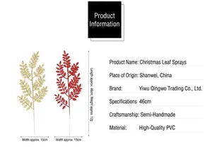 Specifiche tecniche e dettagli dimensionali per plettri di foglie natalizie glitterate