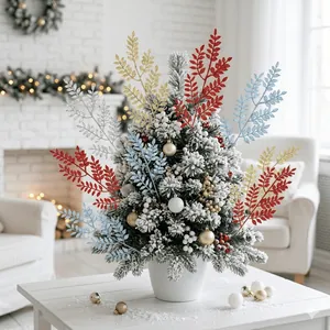 Plettri natalizi glitterati da 46 cm con 7 foglie per la decorazione dell'albero