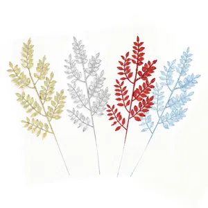 Rami natalizi decorativi da 46 cm con brillantini in oro, argento, rosso e blu.